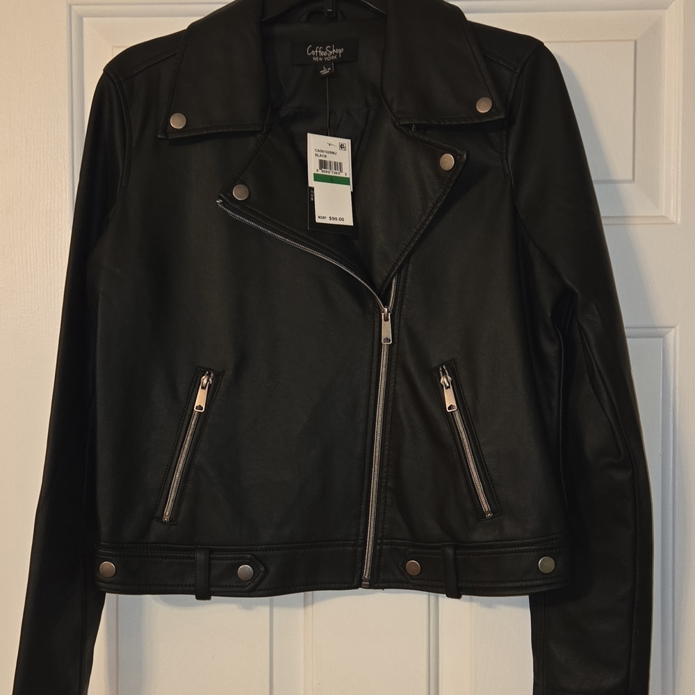 CoffeeShop Women's Dark Leather Moto Jacket